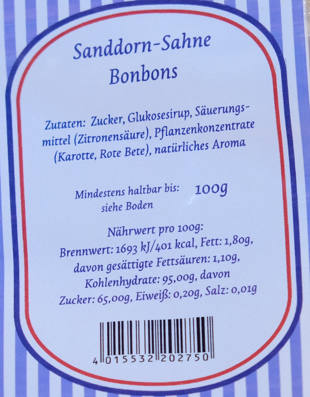 Sanddorn - Sahne Bonbons 100g
