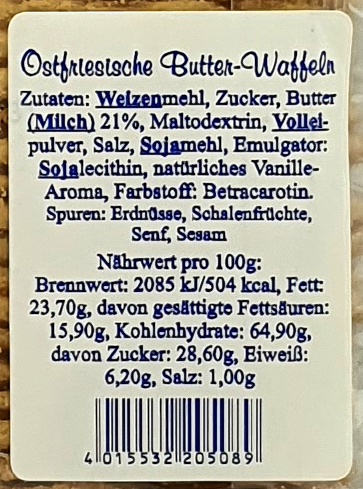 Sanddorn Vanille Waffeln 150g