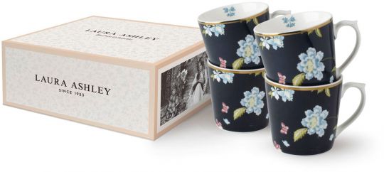 Laura Ashley Blueprint Tassen Set Midnight Uni 4x320ml
